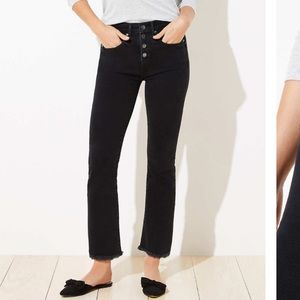 Loft High Waist Flare Crop Jeans In Washed Black